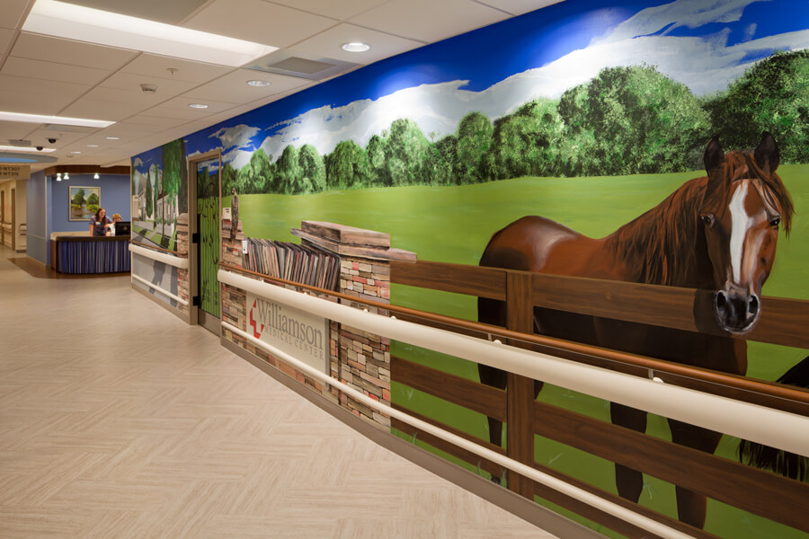 hallway with painted horse