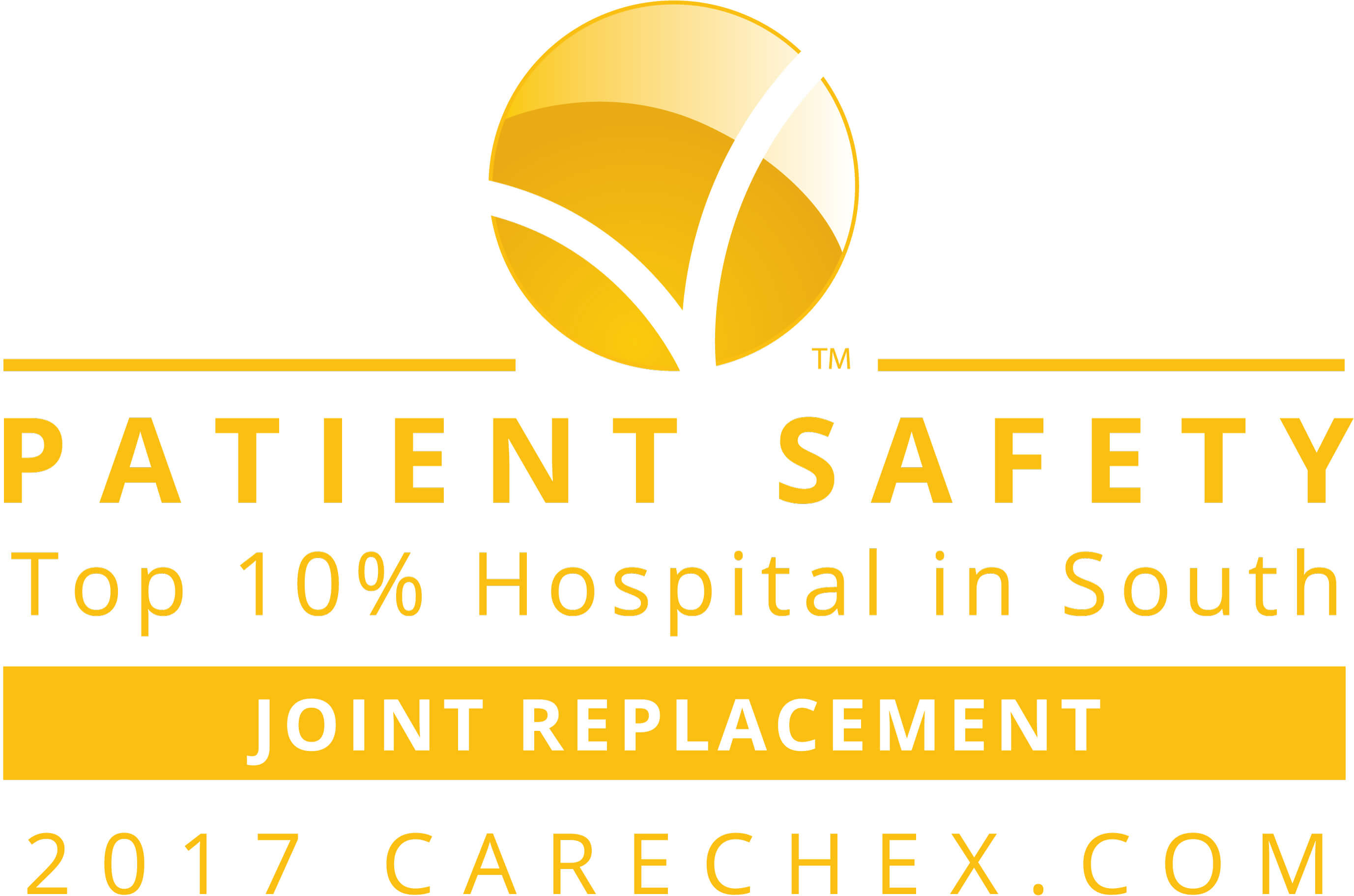 2017 CareCheck Top 10% Hospitals in South for Patient Safety - Joint Replacement