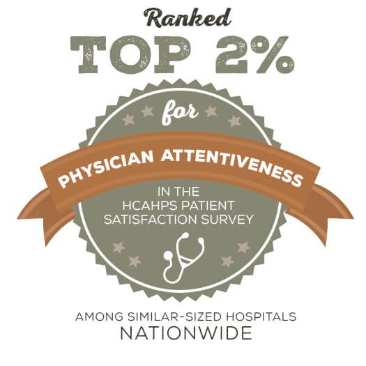 Williamson Medical Center is ranked in the top 2 percent of hospitals nationwide for physician attentiveness.