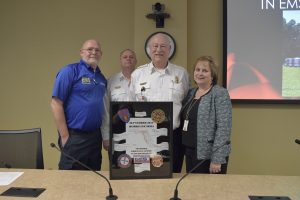 Robert Skinner, James Bourland, Clyde Prater, Donna Tidwell, Williamson Medical Center EMS employees are honored with a paramedic responder award for Hurricane Irma.