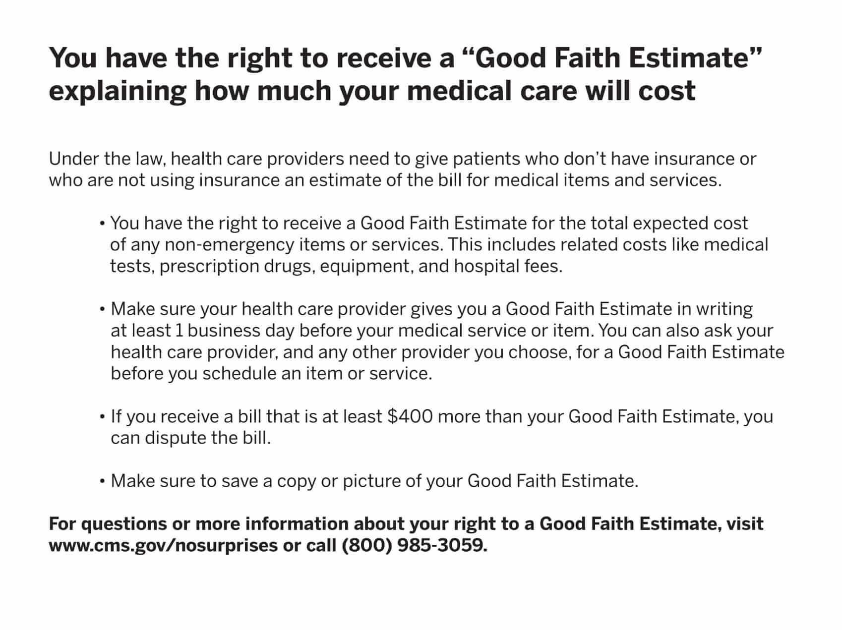 good faith estimate